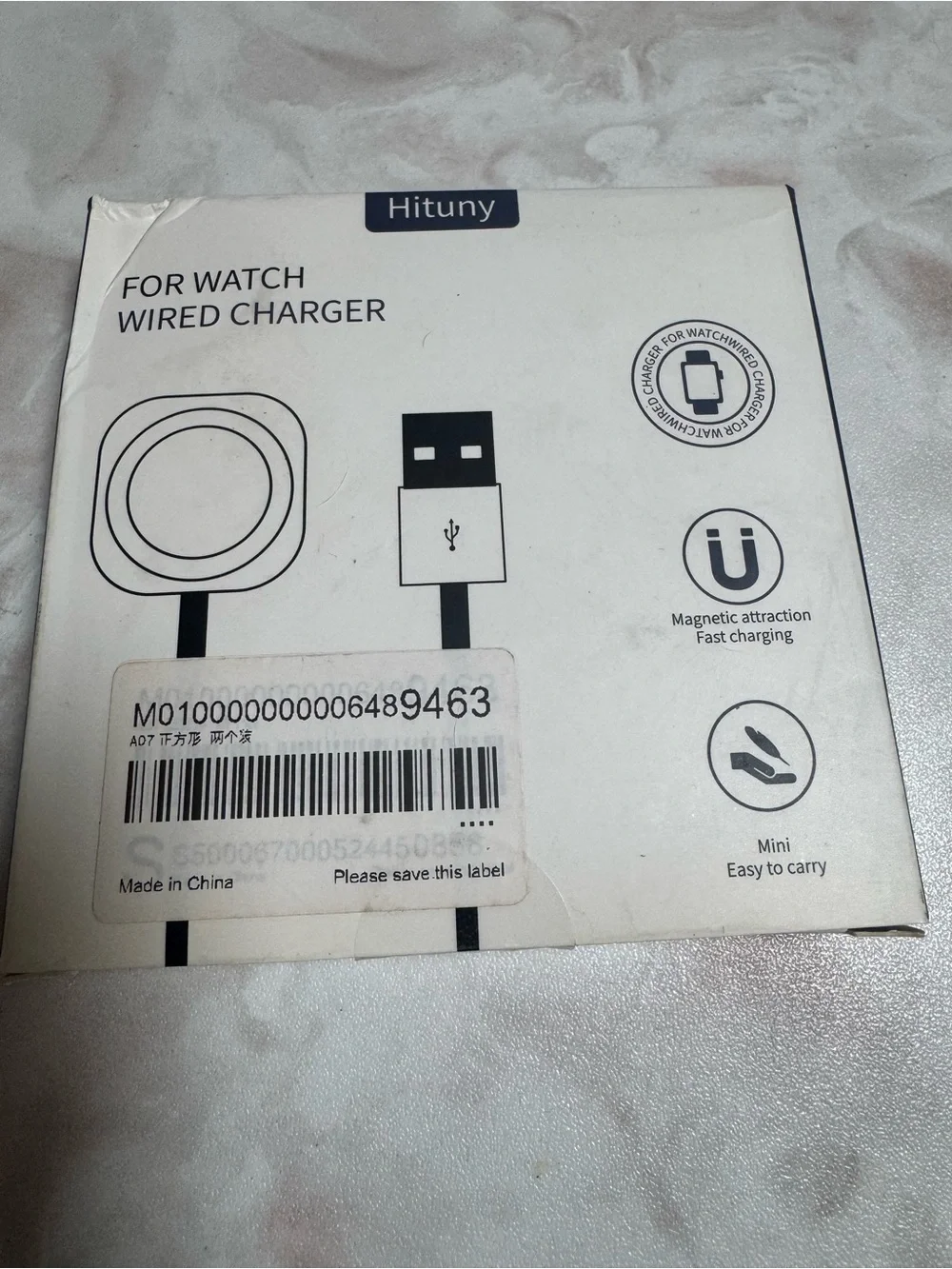 Black Wired Watch Charger - Magnetic Fast Charging